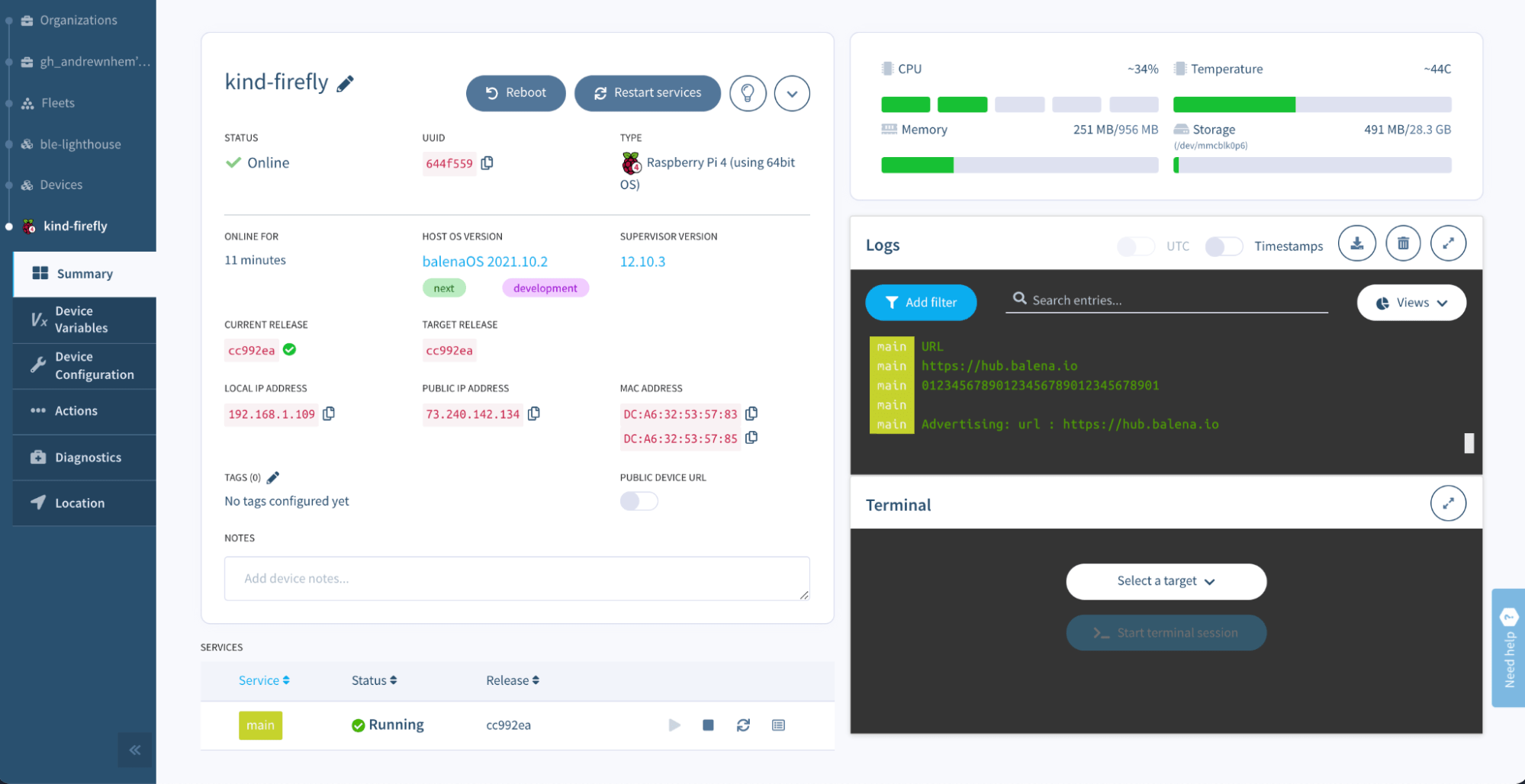 You're on the right track once your balena device downloads the latest release and you see these services