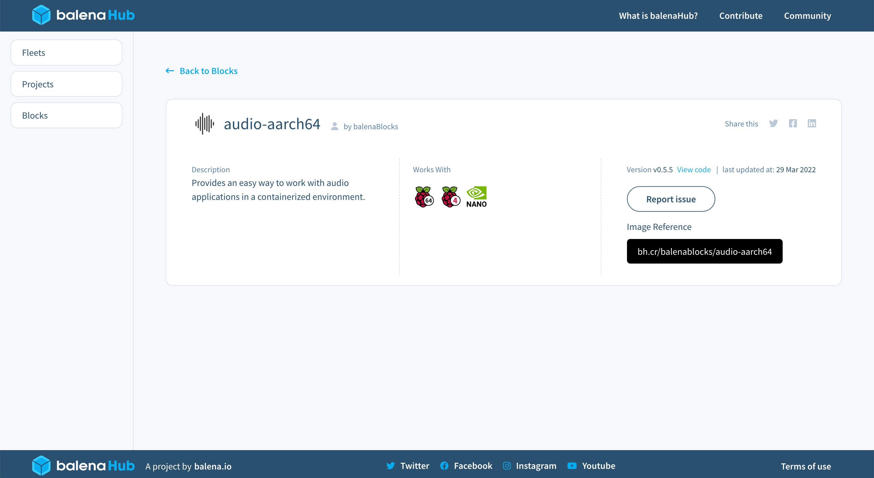 Check out blocks pages on balenaHub