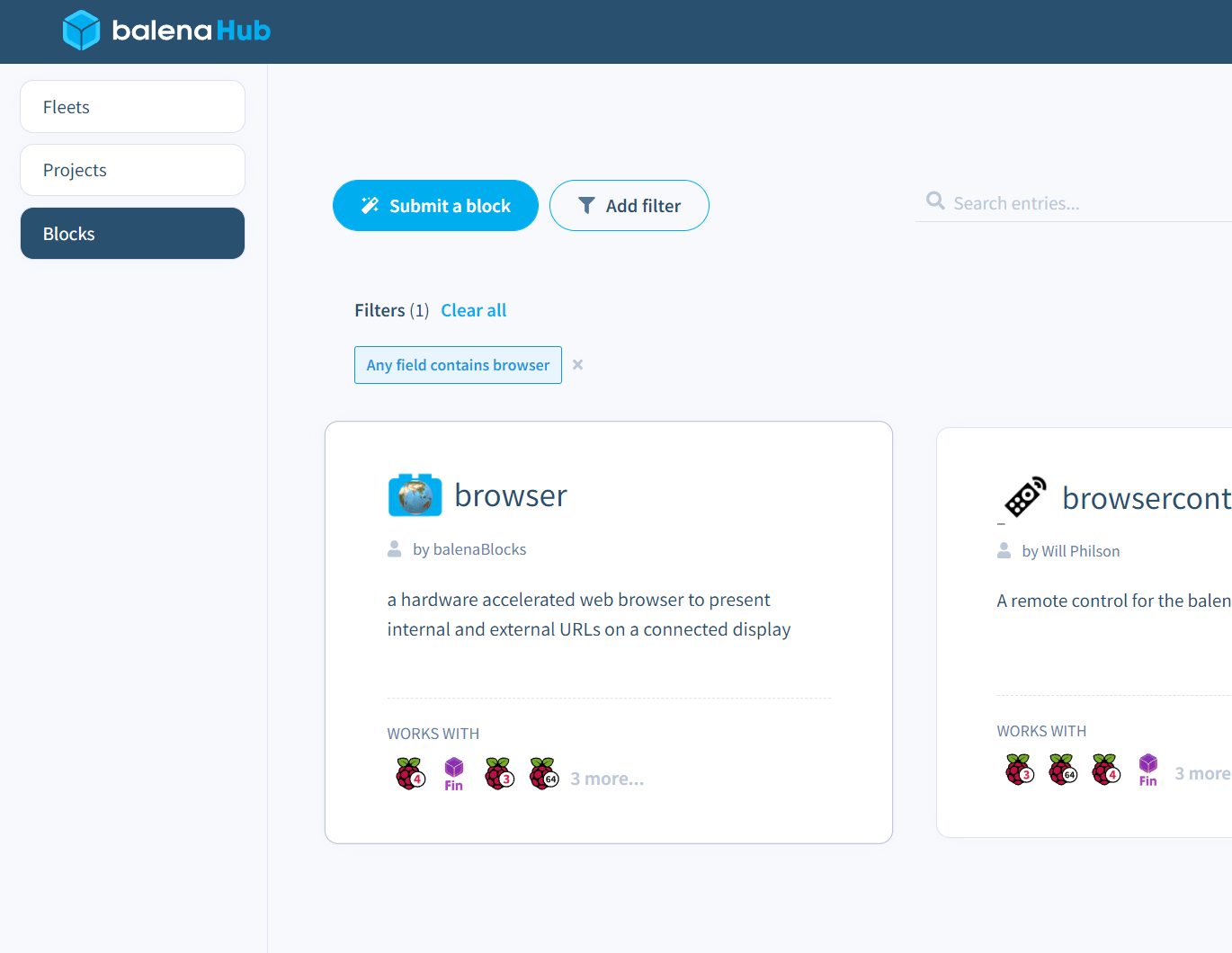When your Block goes live, find it on balenaHub