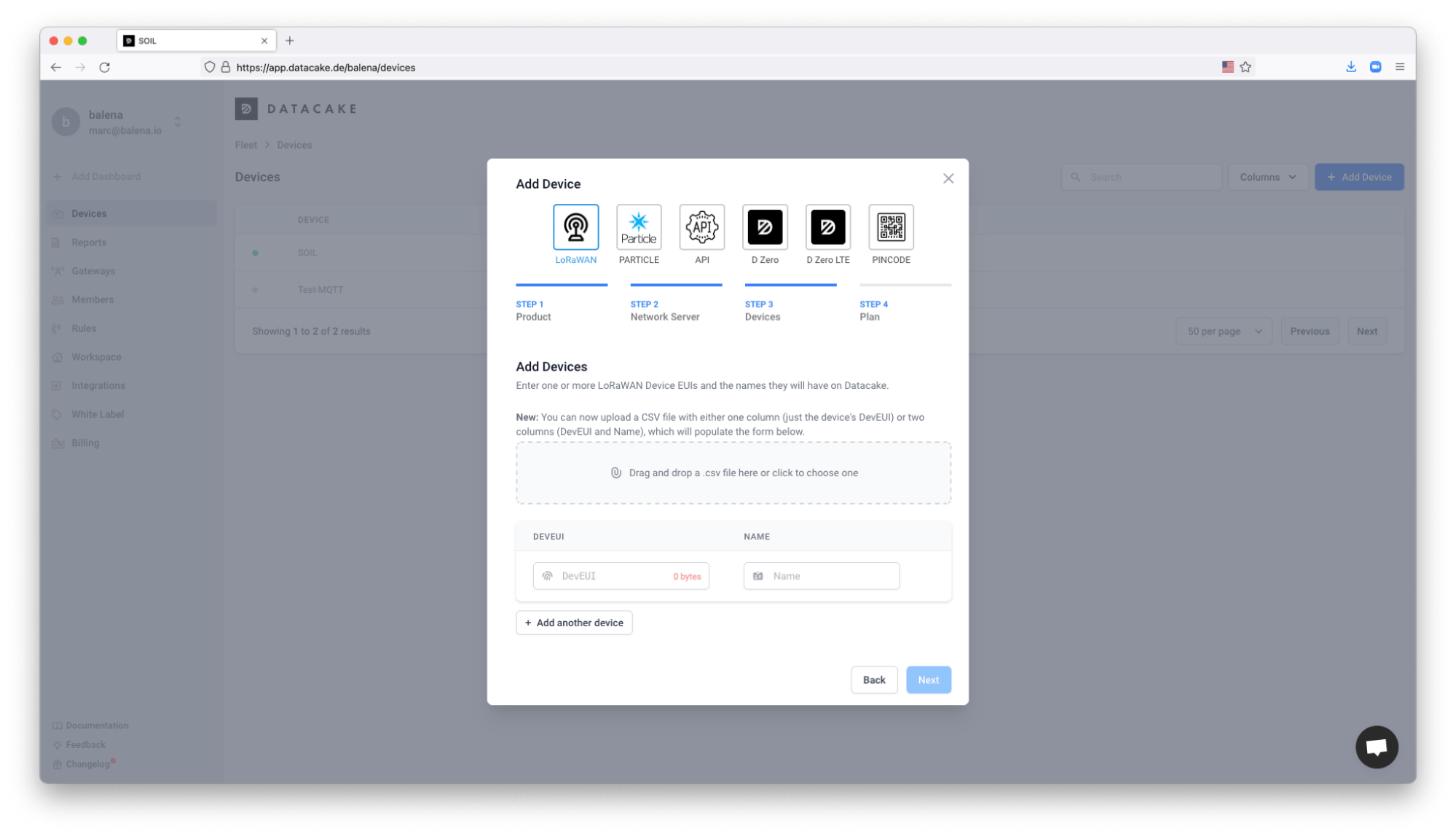 Set up DEV EUI of your sensor