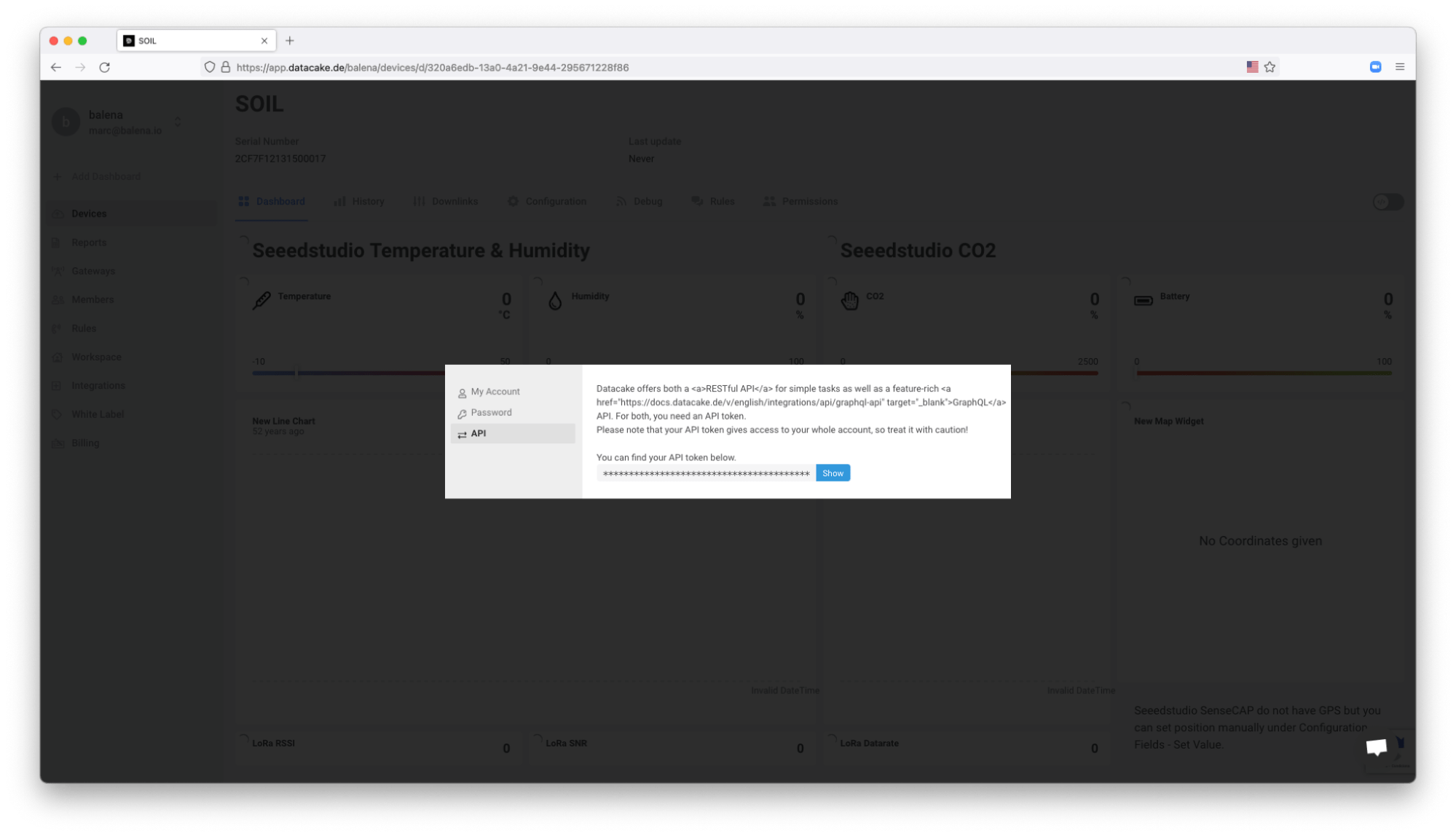 Get your Datacake API key