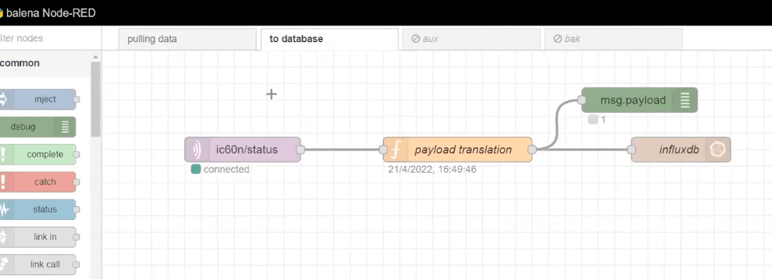 InfluxDB flow on NodeRED
