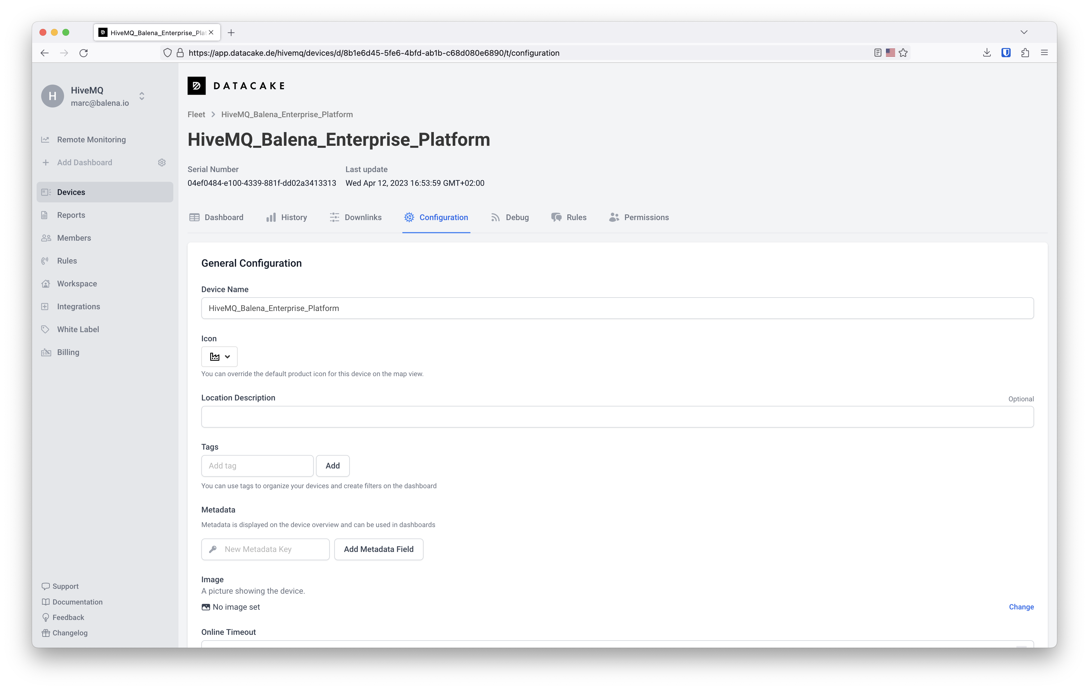 Datacake Device Configuration