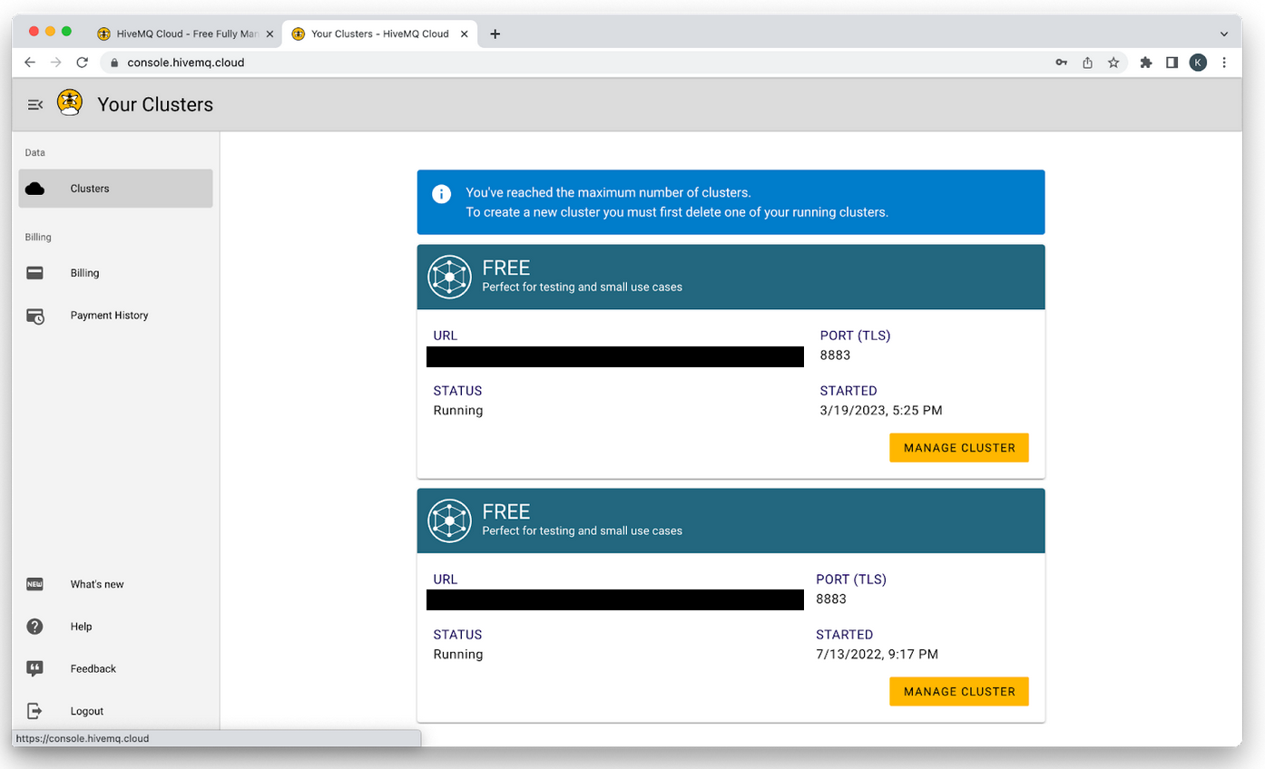 HiveMQ MQTT Cloud broker cluster