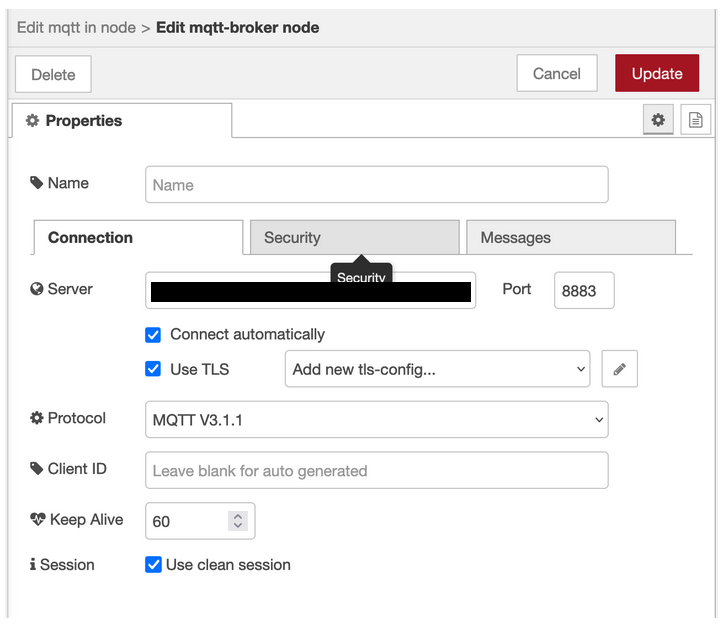NodeRED subscription flow to HiveMQ cloud configuration details