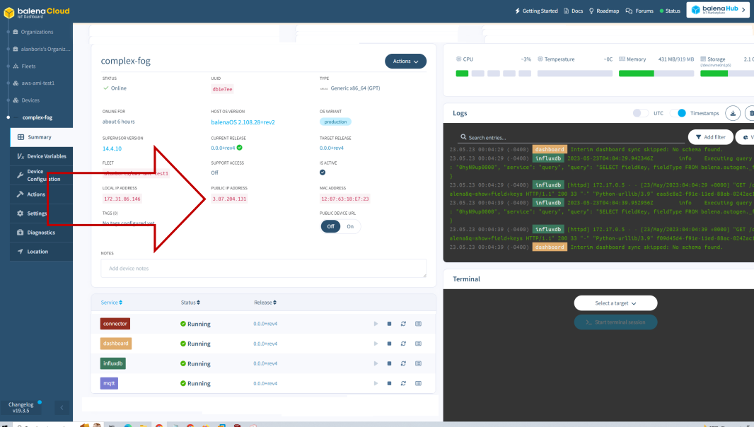 AMI public IP address