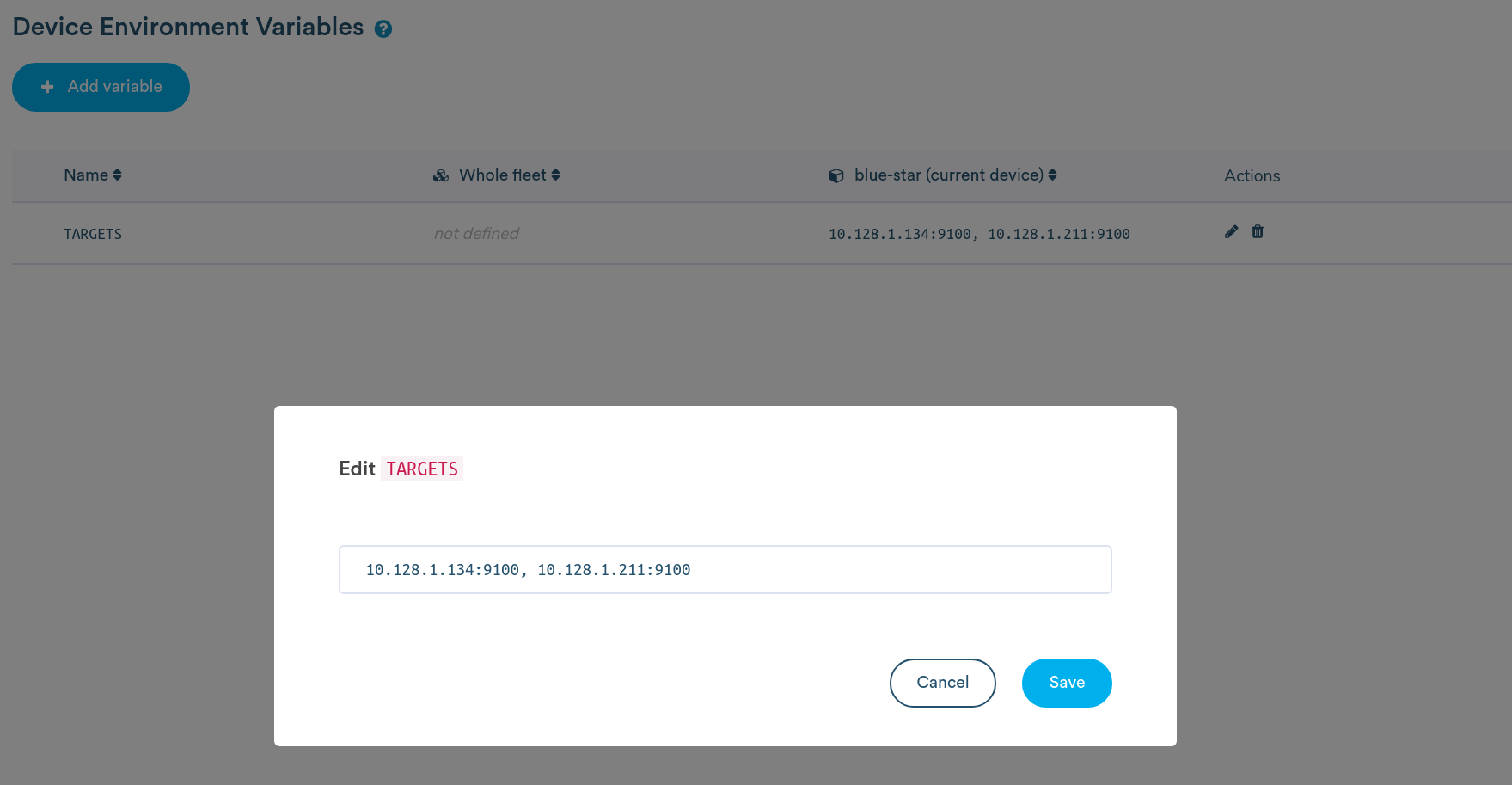 Changing environment variables in balena