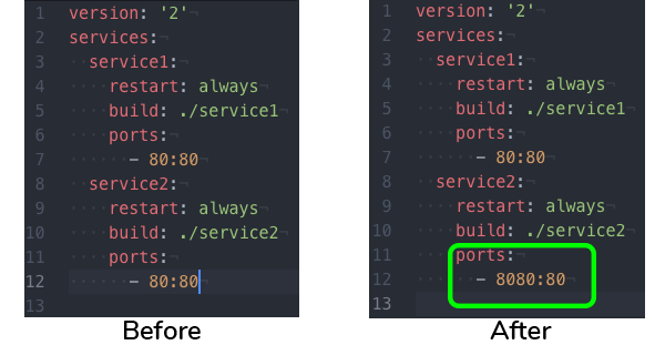 Altering duplicated ports to enable both services to be accessible externally