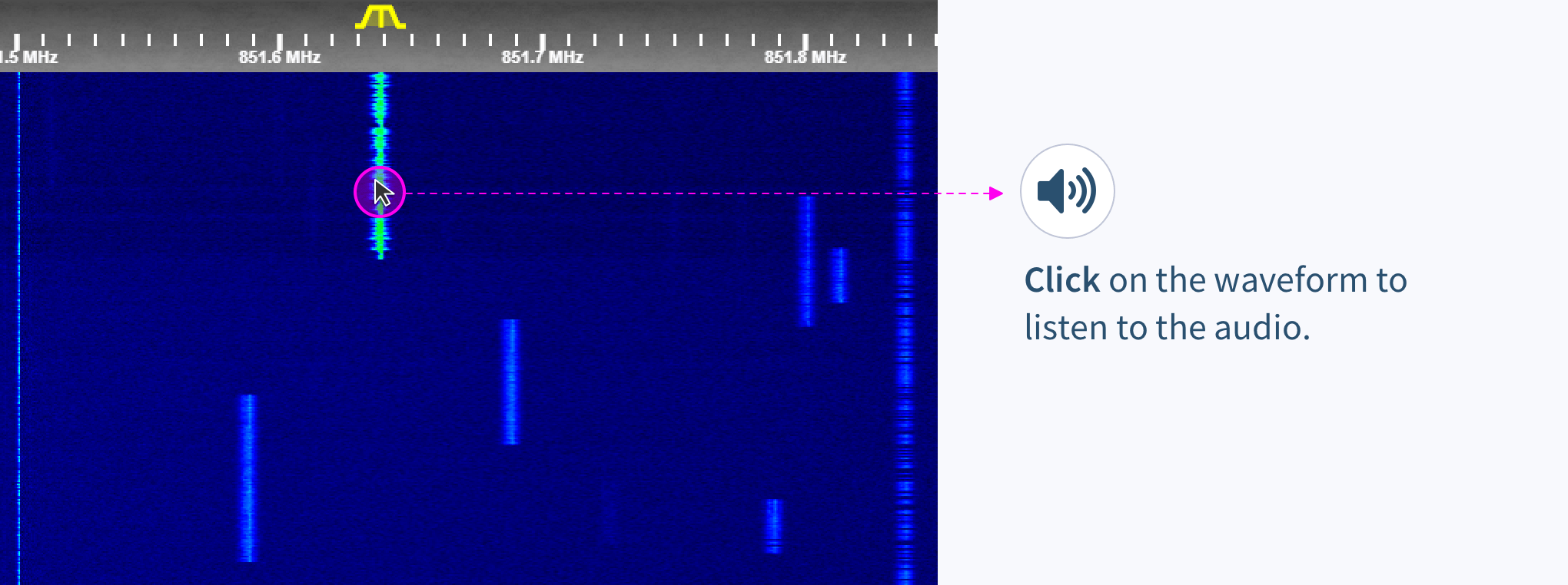 You can click into a waveform to listen to it!