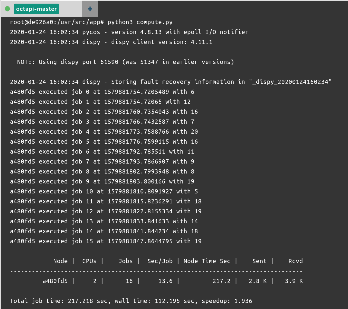 An example of OctaPi workload to test
