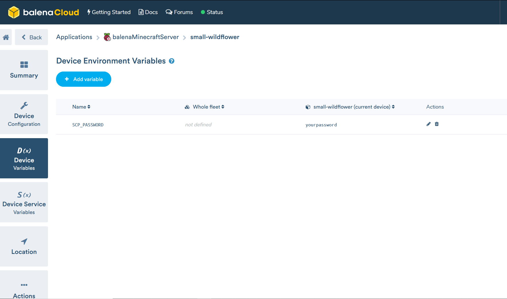 Here's a successful environmental variable change.