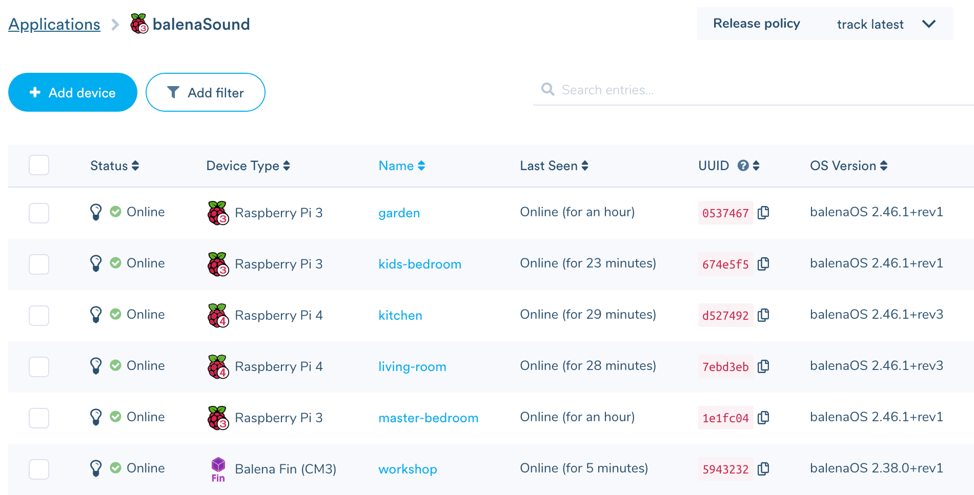 You can manage multiple devices in multiple areas