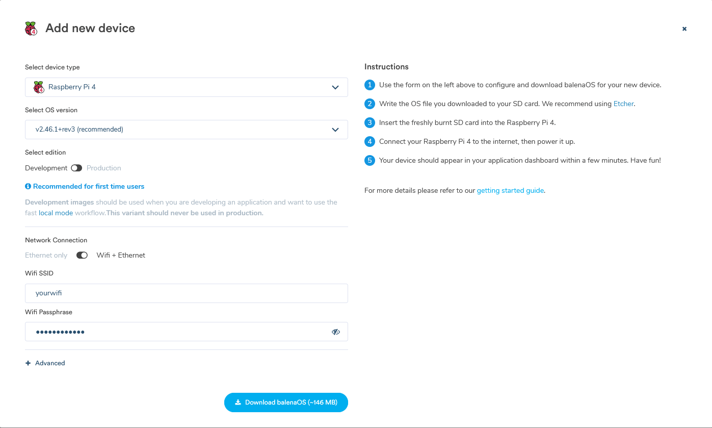 Add your new device to the application