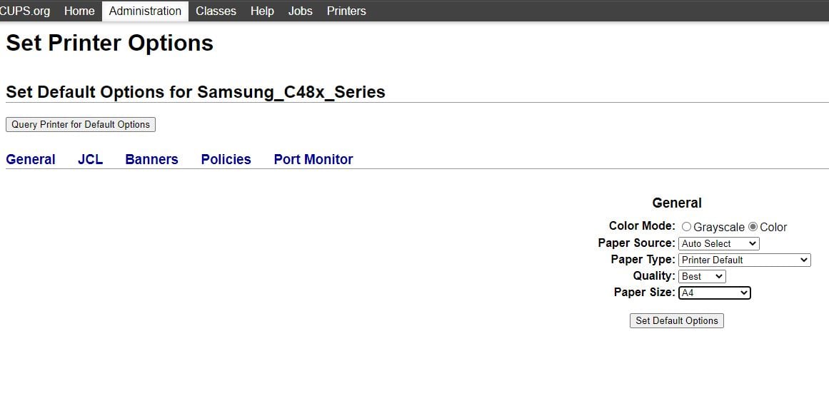 Setting printer options