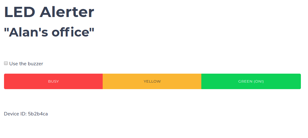 Here's a peek at the web UI that controls the LED Alerter