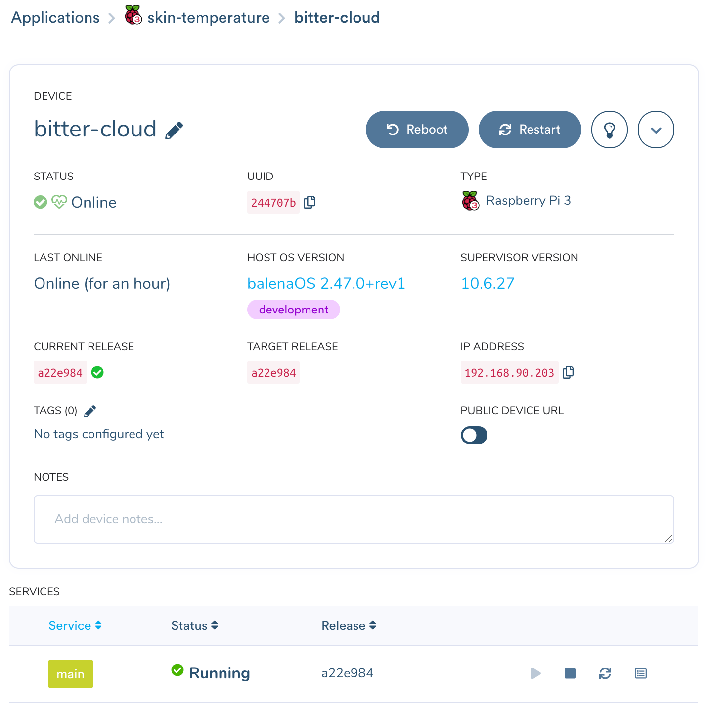 Example of device added to application