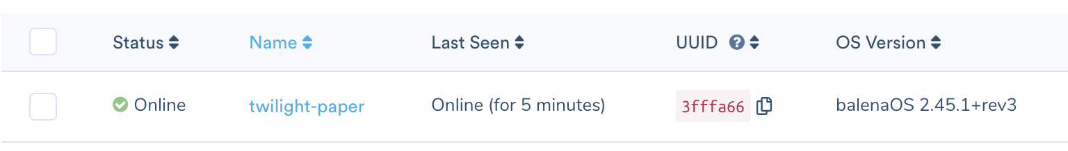 Your new device should appear like so