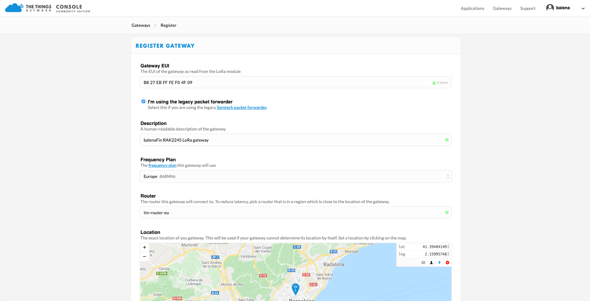 Start registering your gateway