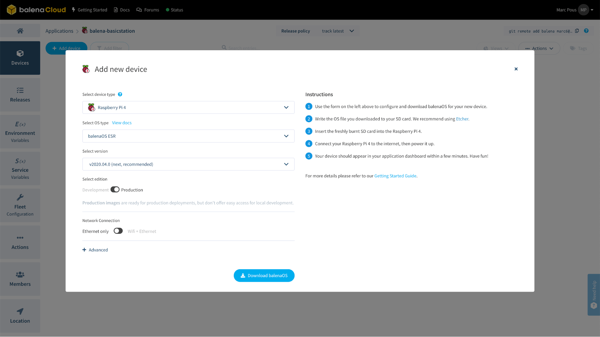 Set up device details