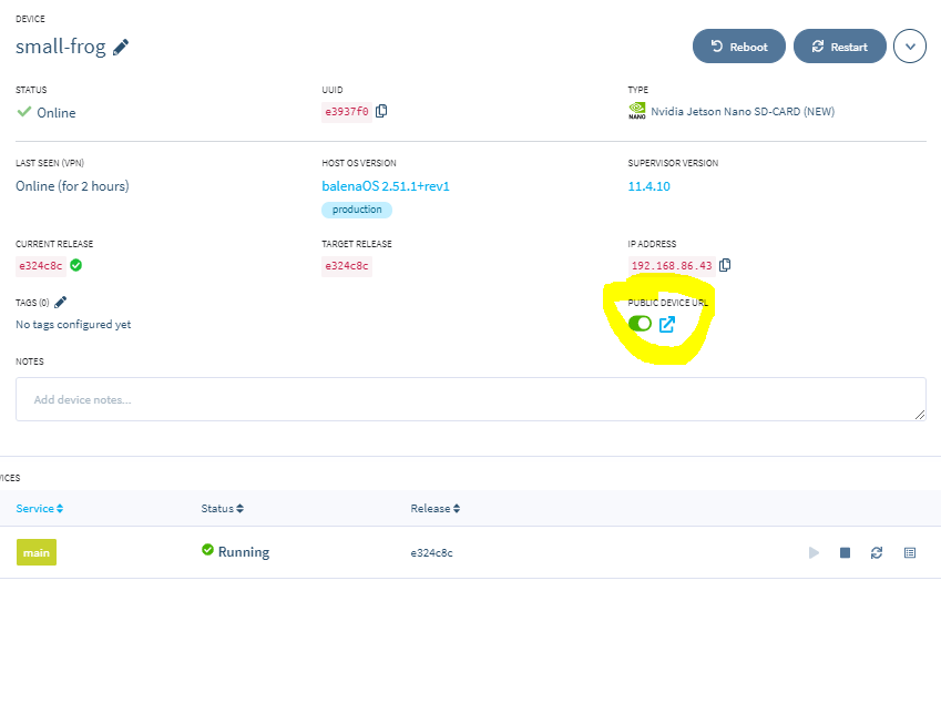 Here are some device details in balenaCloud