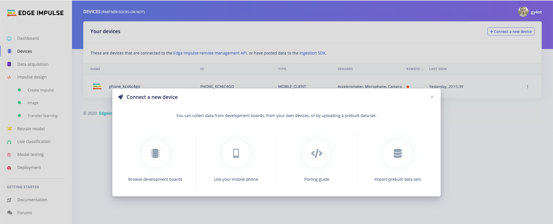 Start training your Edge Impulse model
