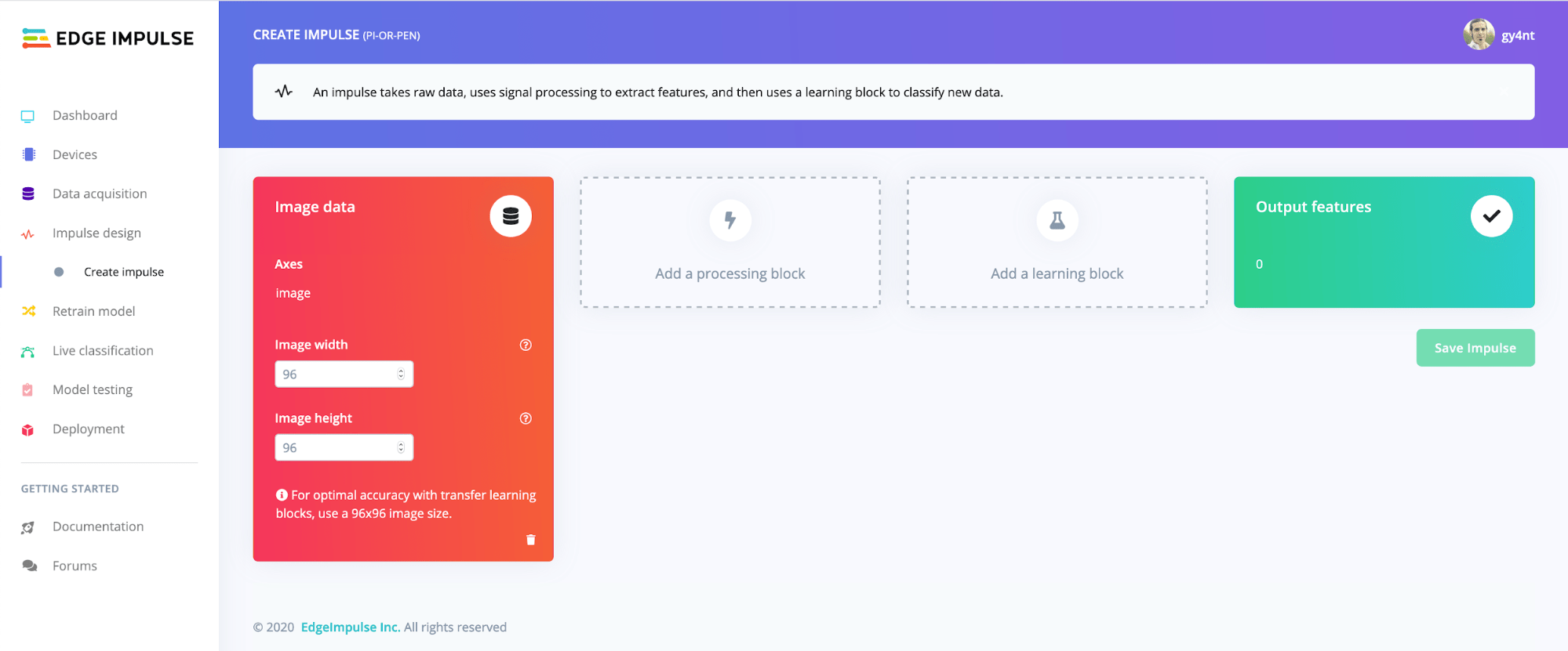 Create the impulse for the model