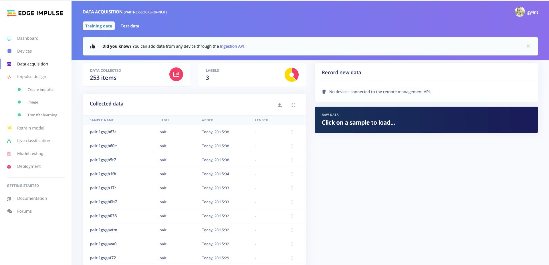 See all your training data