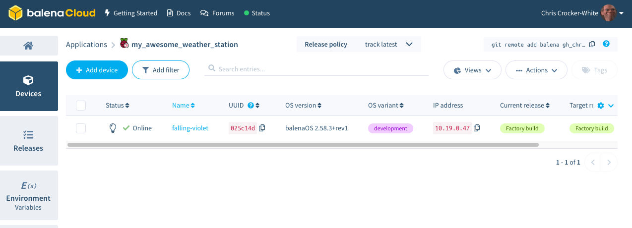 Add a new application and device to your balenaCloud account