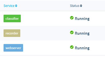 You've succeeded in setting up your device when you see services running