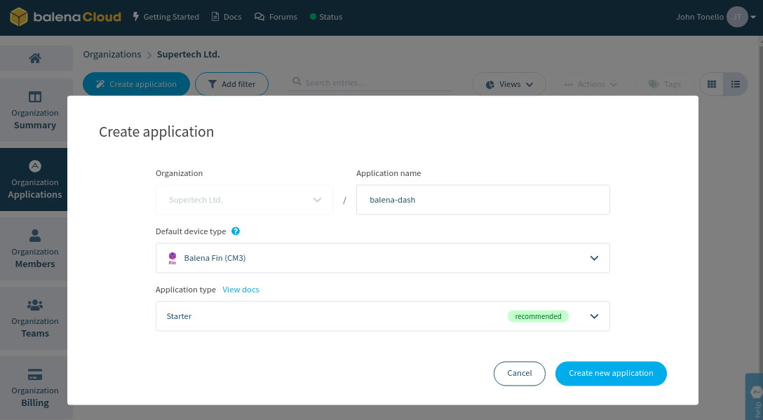 Create an application