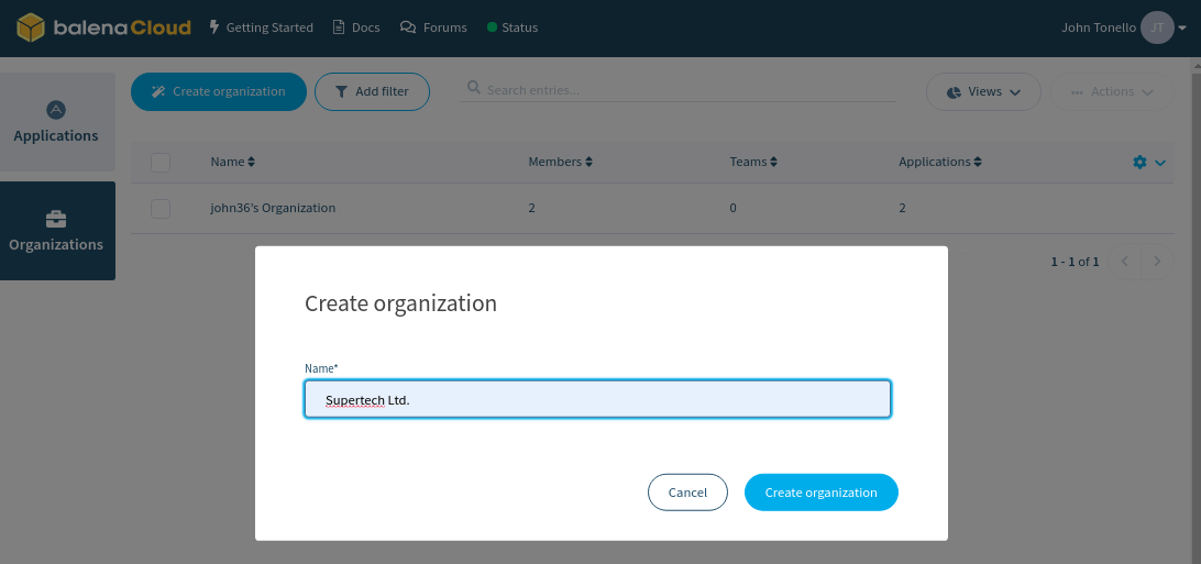 Create an Organization