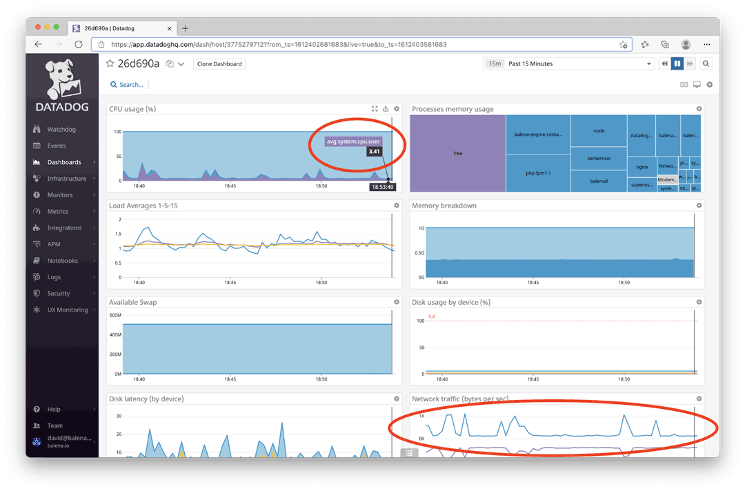 Datadog monitoring actual usage